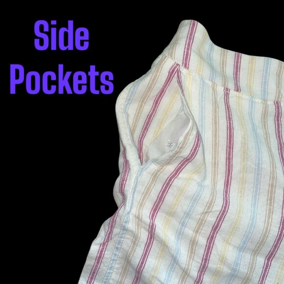 Gap Womens XXL Linen Blend Striped Shorts W/ Side & Back Pockets Elastic Waistba - Picture 5 of 10